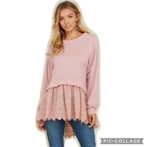 ANNABELLE pullover sweatshirt eyelet ruffle top oversize loungewear fall winter